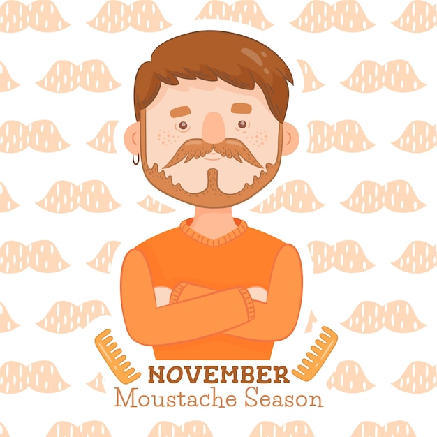 Free vector movember design with man with arms crossed
