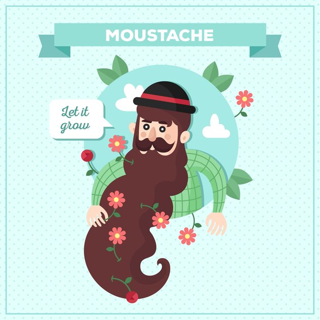 Movember design with man with long beard