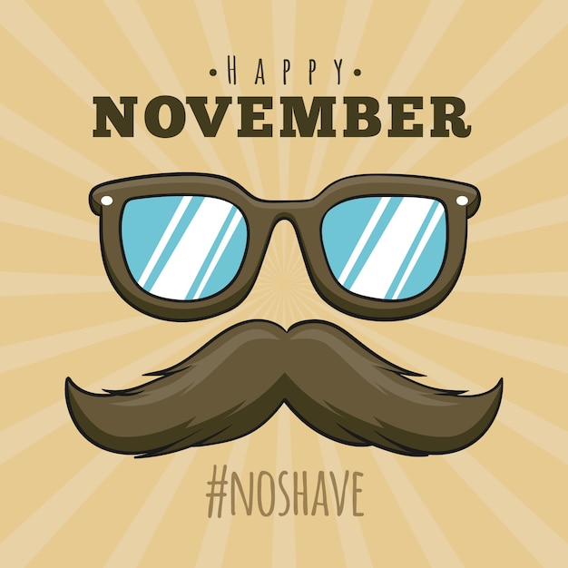 Vettore gratuito movember design con occhiali da sole