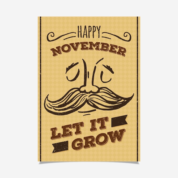 Free vector movember greeting in retro style with drawings