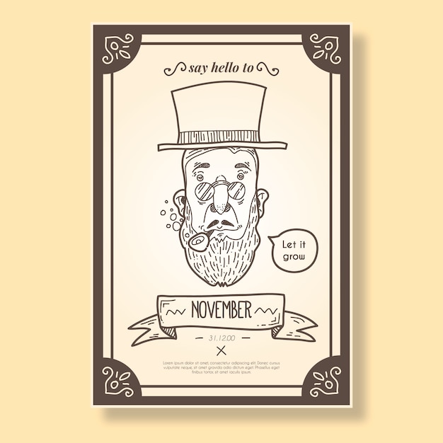 Movember leaflet in vintage style