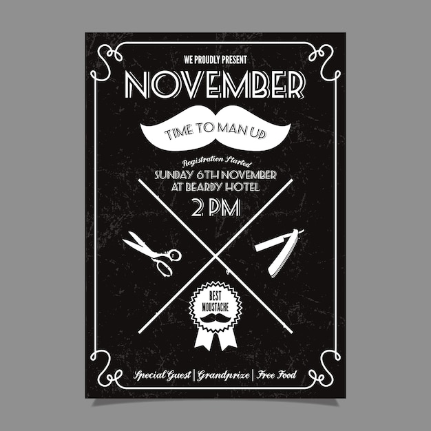 Free vector movember moustache competition poster