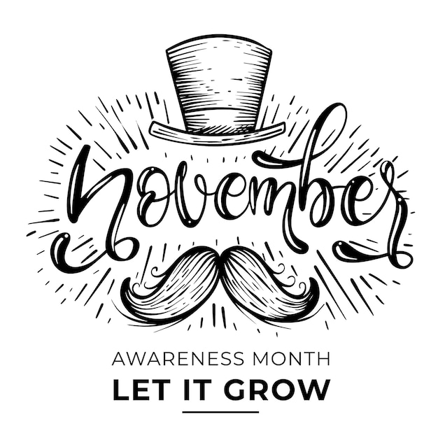 Vettore gratuito lettering baffi movember