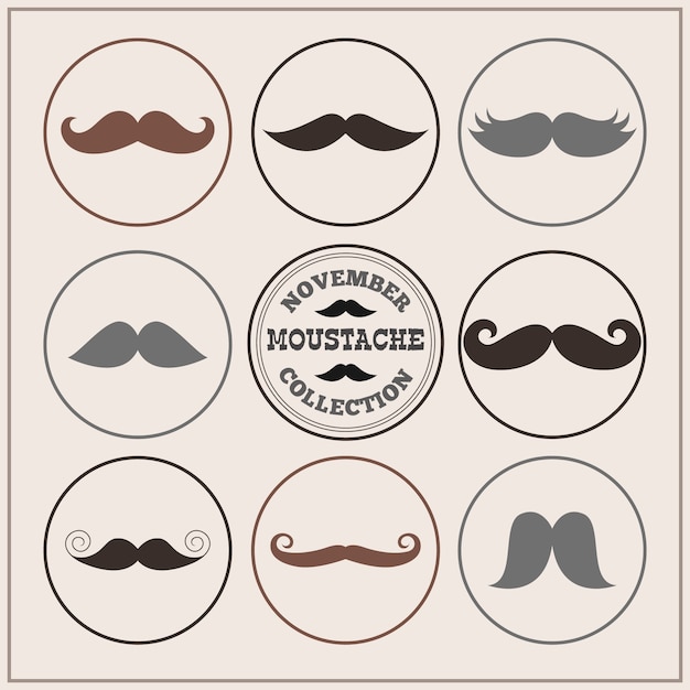 Free vector movember moustaches collection