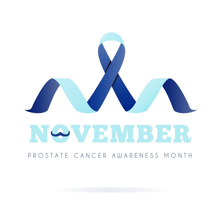 Free Vector movember mustache awareness background in flat design with ribbon