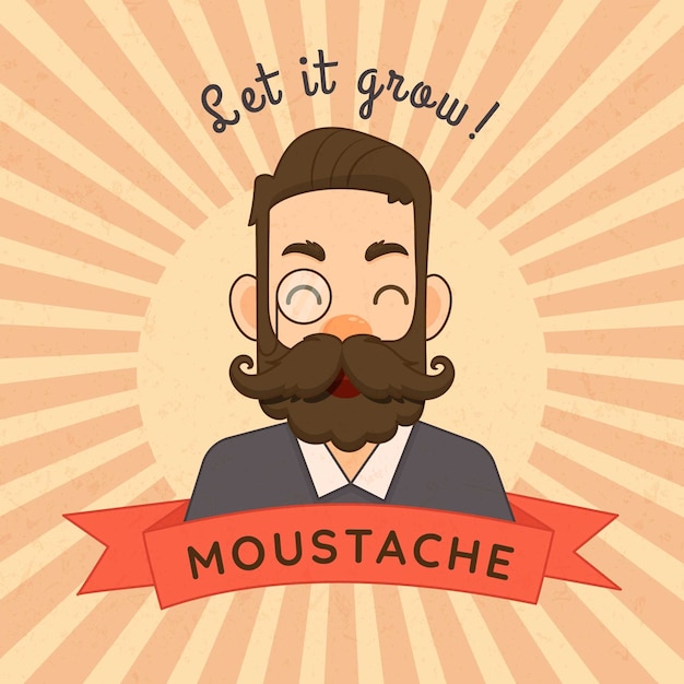 Free vector movember mustache awareness background in flat design