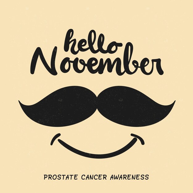 Movember mustache awareness background in flat design