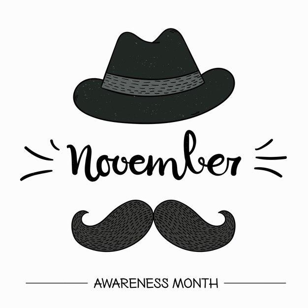 帽子とMovember口ひげ認識の背景