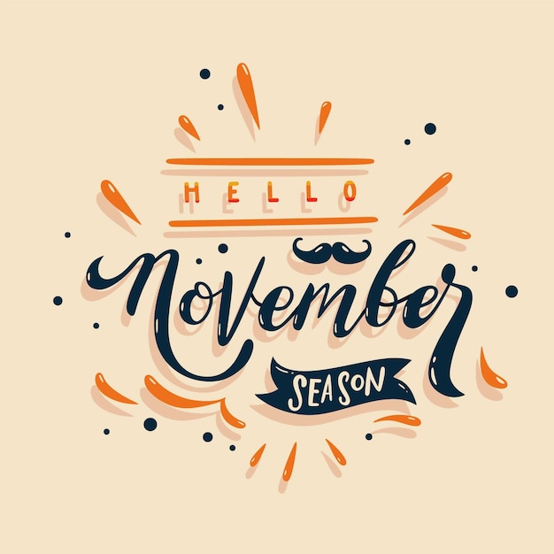 Free vector movember mustache awareness background with lettering