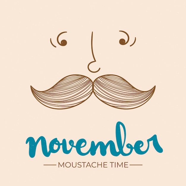 Movember mustache awareness background with lettering