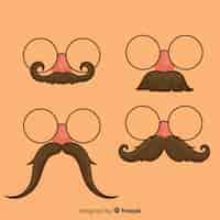 Vettore gratuito collezione baffi movember in diverse forme in design piatto