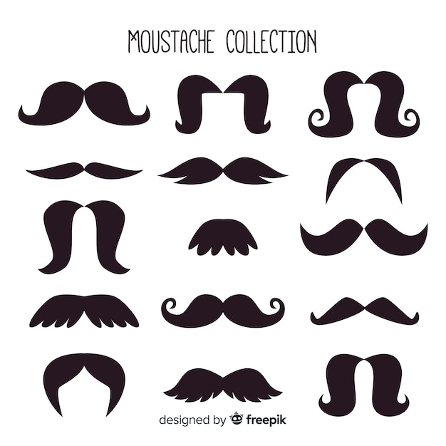 Free vector movember mustache pack collection in flat design