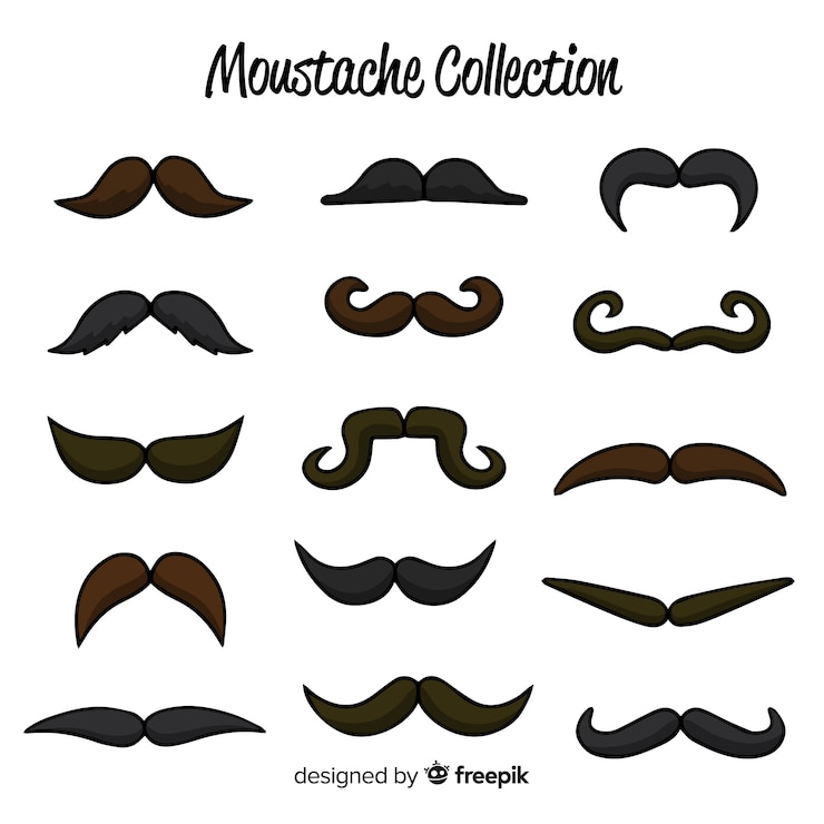 Free Vector movember mustache pack collection in flat design