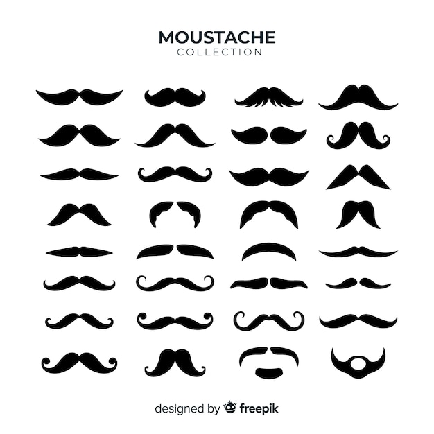 평면 디자인의 movember 콧수염 팩 컬렉션