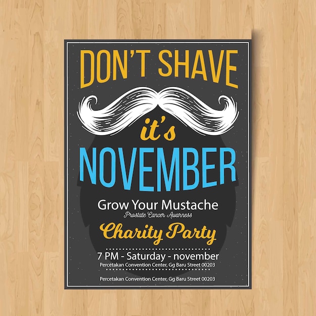 Free vector movember mustache poster template
