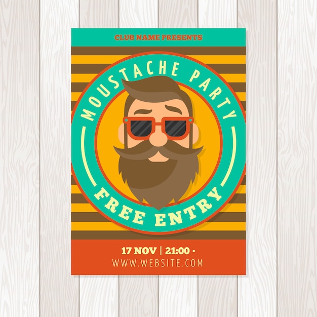 Vettore gratuito modello di poster baffi movember