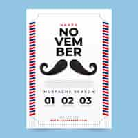 無料ベクター movember口ひげポスターテンプレート