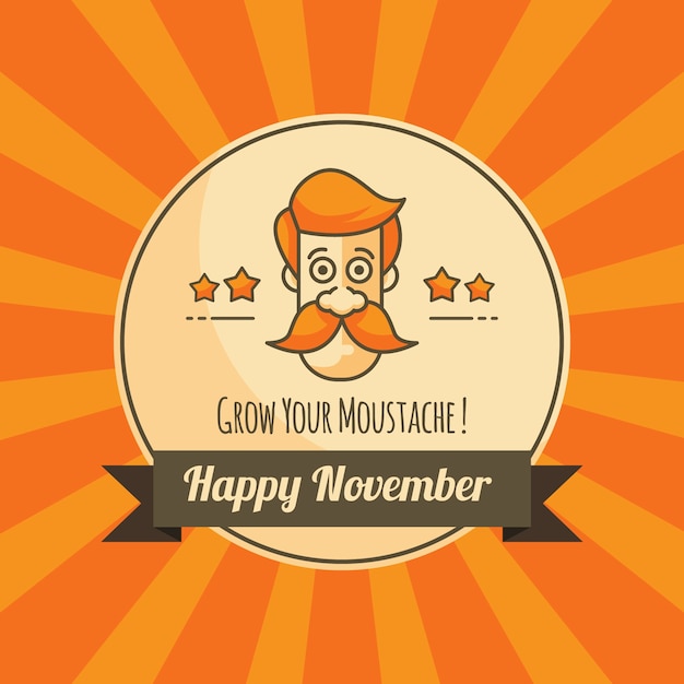 Movember orange background with badge