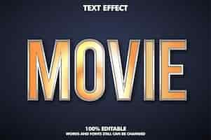 Free vector movie editable text effect gold text effect