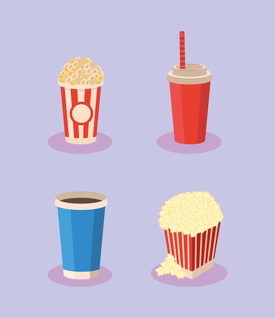 Free vector movie fast food icons collection