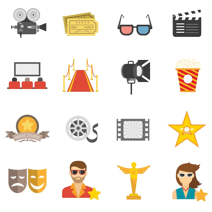 Free Vector movie icons flat