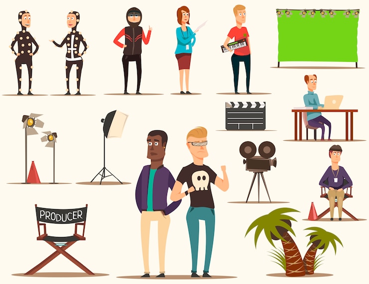 無料Vector 映画作りの要素セット