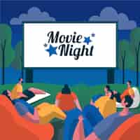 Free vector movie night concept illustrated