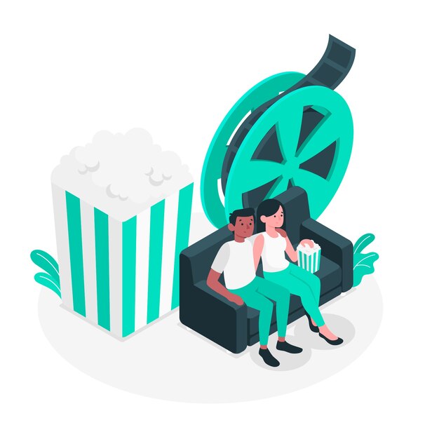 Movie night concept illustration