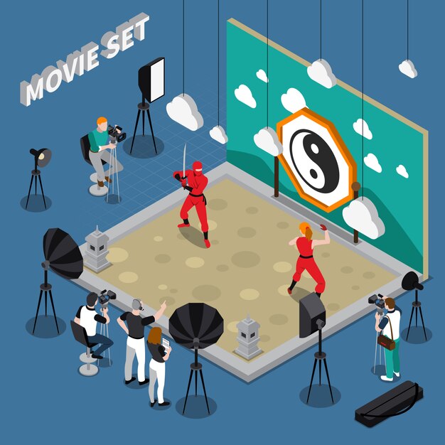 Movie Set Isometric Illustration