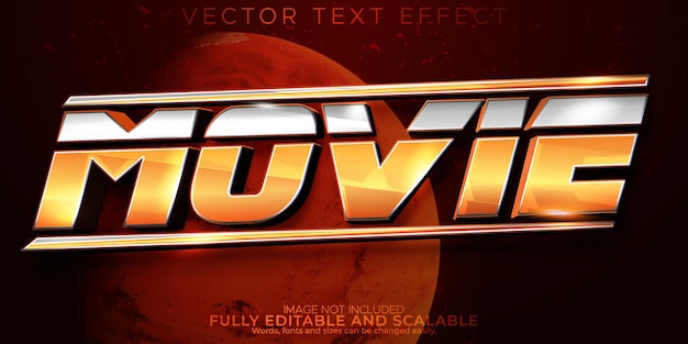 Free vector movie text effect, editable shiny and epic text style