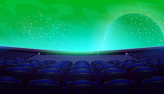 Free vector movie theater cinema hall with wide screen seats