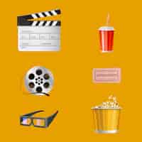 Free vector movie theater, film entertainment industry elements 3d realistic