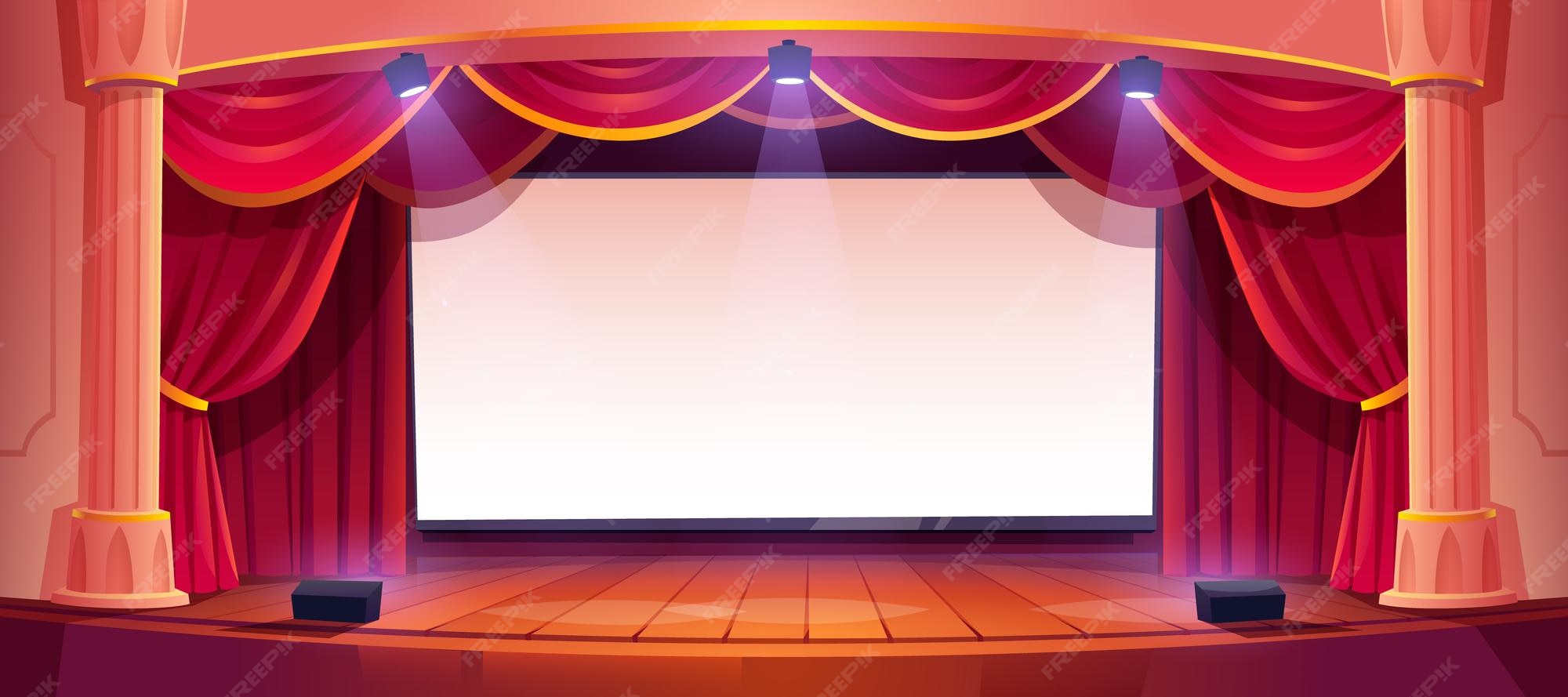 Free Vector | Movie theater stage cinema empty theatre scene