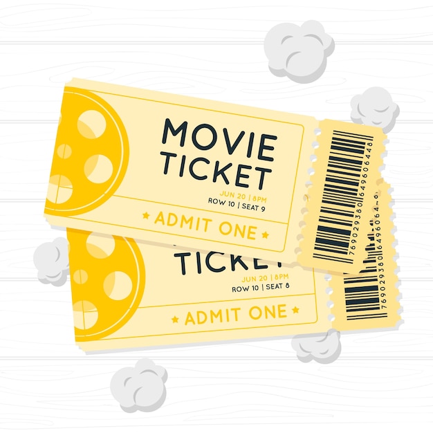 Бесплатное векторное изображение Иллюстрация концепции билета в кино