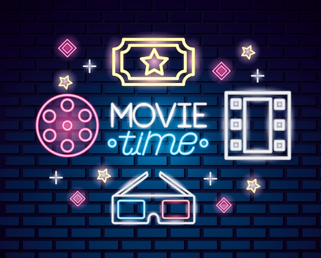 Movie time neon sign sign