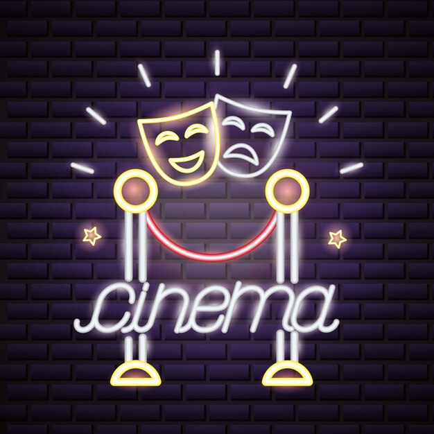 Free vector movie time neon sign