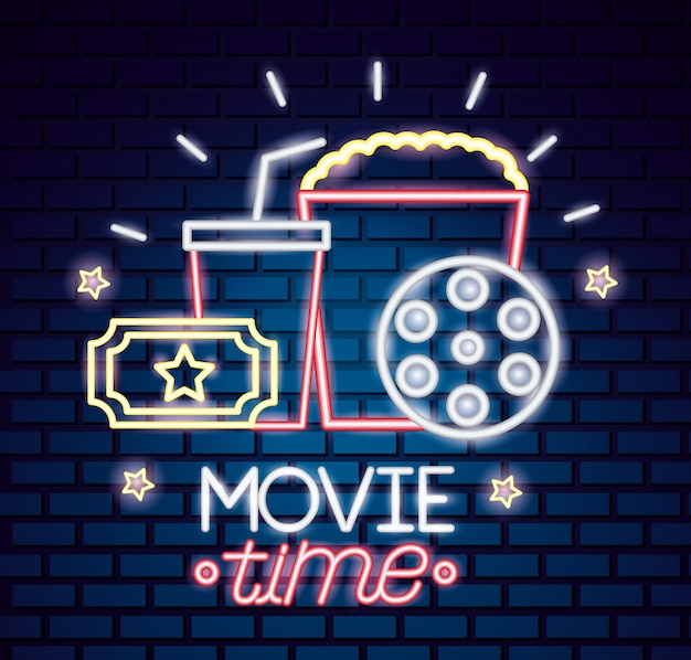 Neon Sign for Movie Time