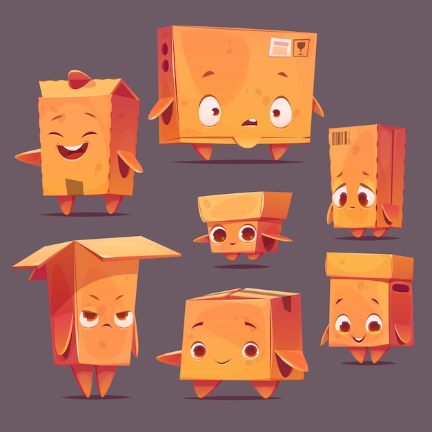 Free vector moving out cardboard box illustration