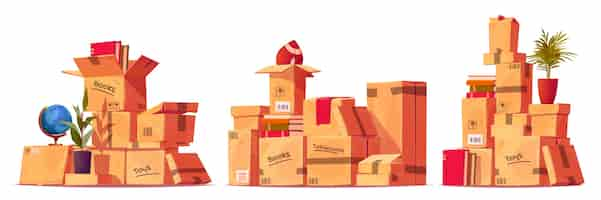 Free vector moving out cardboard box illustration