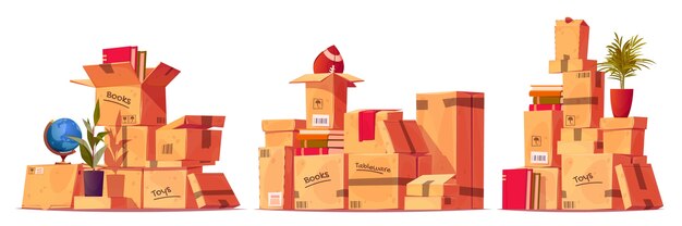 Moving out cardboard box illustration