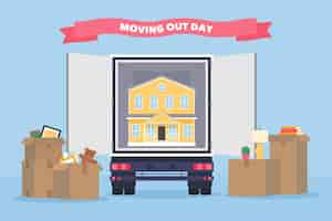 Free vector moving out day real estate concept