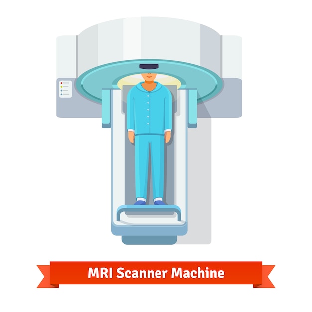 Free vector mri, magnetic resonance imaging scanning patient