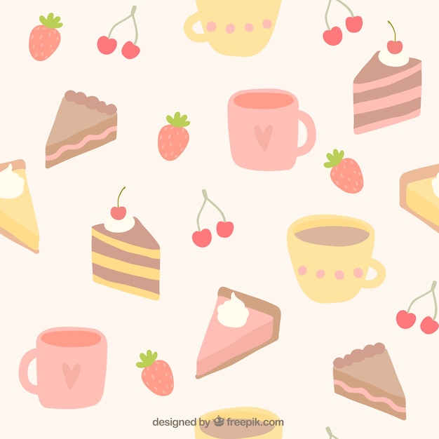 Mugs and cakes pattern