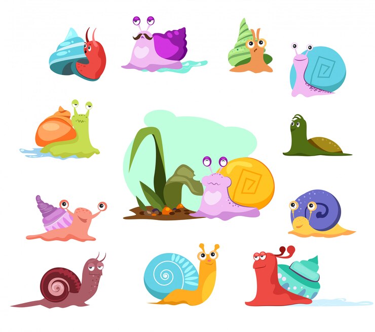 무료 Vector 다색 달팽이 세트