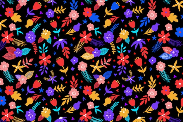 Multi-coloured background with floral design