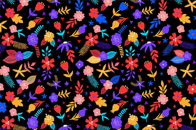 Multi-coloured background with floral design