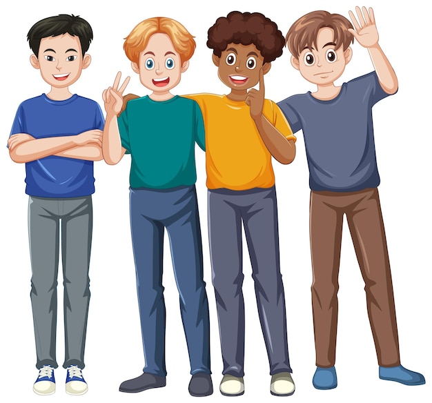 Бесплатное векторное изображение Многоэтническая группа подростковой дружбы