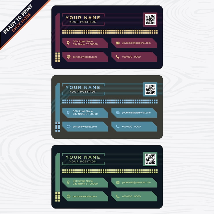 Free Vector multicolor business card collection