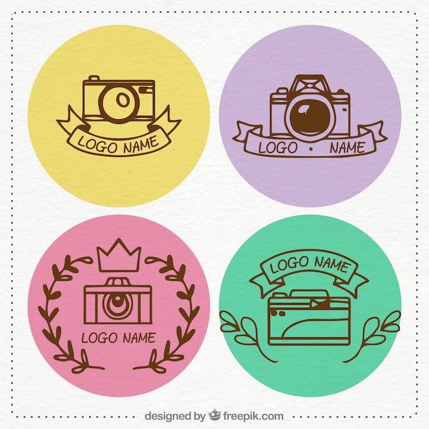 Free vector multicolor camera logo collection