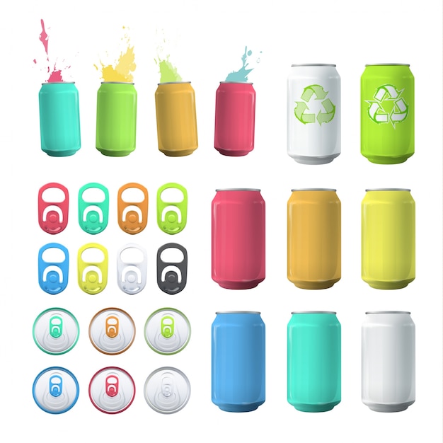 Free vector multicolor can collection